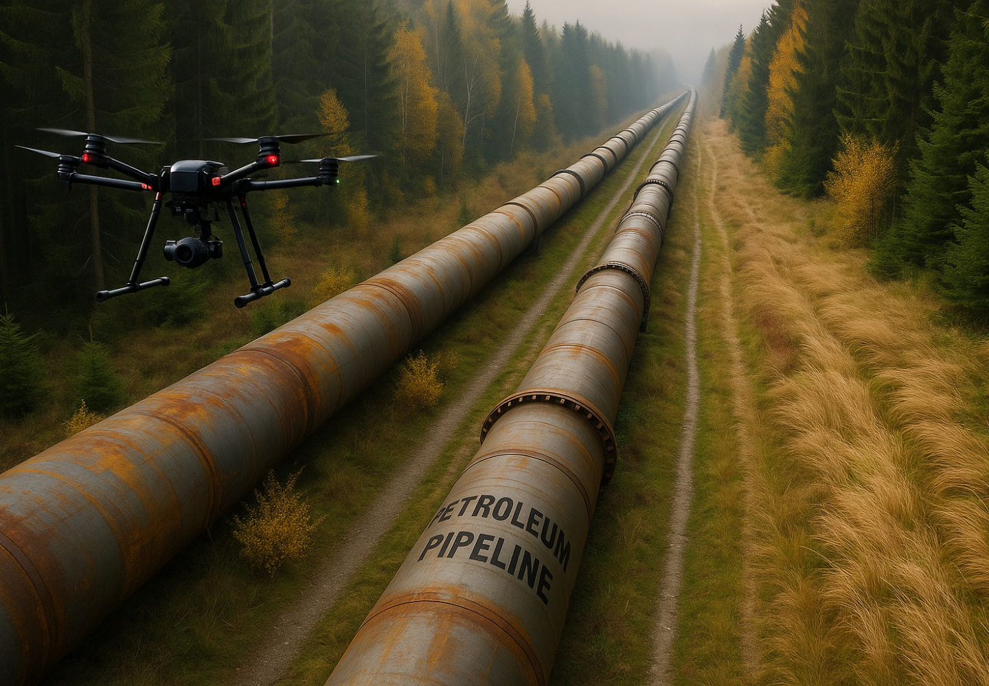 Axia Energy – a drone surveying a pipeline Axia Energy - a drone surveying a pipeline